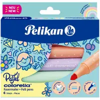 Pelikan Colorella Pastell, 6 Farben, Mehrfarbig, Pastell, Rundspitze, 1 mm, 3 mm, Mehrfarbig