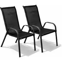 Mojawo 2er Outdoorstuhl Gartenstuhl Stapelstuhl Metall Anthrazit schwarz