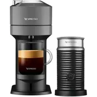 Nespresso VERTUO Next Dark Grey & Aeroccino 3 schwarz Vertuo Kaffeemaschine