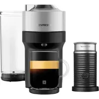 Nespresso VERTUO Pop+ Silver & Aeroccino3 schwarz Vertuo Kaffeemaschine