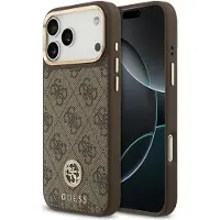 GUESS Apple iPhone 17 Pro Max Hülle - Echtes Leder - - Backcover - Braun