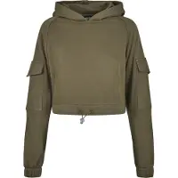 Urban Classics lässiger Damen Hoodie Kordelzug Klettverschluss 300 g/m² mit Baumwolle Weiß
