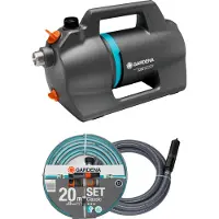 Gardena Gartenpumpe "5200 Silent Set" 20m 13mm(1/2")-Schlauch mit Armaturen und 3,5m Sauggarnitur 25mm(1")
