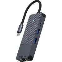 Rapoo UCM-2004, USB Typ-C, HDMI, RJ-45, USB 3.2 Gen 1 (3.1 Gen 1), USB Typ-C, Männlich, Schwarz, 7,5 W, 5 V