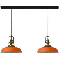Bamyum Asletl Pendelleuchte Esstisch 2 Flammig Metall 41 cm, Hängelampe Esstisch Wohnzimmer, Hängelampe Industrial Vintage, Küchenlampe Vintage - Orange