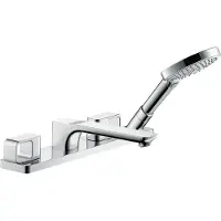 Hansgrohe 4-Loch Wannenrandarmatur AXOR URQUIOLA DN 15, mit Platte stainless steel optic stainless steel optic
