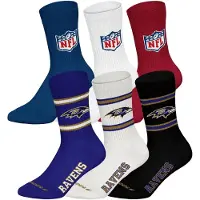 NFL Unisex Socken, 6er Pack - Teams, 6Pack Crew Socks, Football, Logo, Baumwollmischung