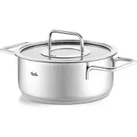 Fissler Pure Collection / Edelstahl-Bratentopf (Ø 24 cm, 3,9L) Töpfe inkl. Glas-Deckel, Innen-Skalierung – Induktion