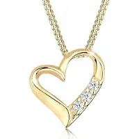 Elli DIAMONDS Halsketten - Halskette Herz Ewigkeit Diamant (0.045 ct.) 925 Si - Gr. unisize - in Gelbgold - für Damen