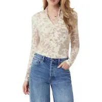 Scotch & Soda Long Sleeve Knit Top Whitecap Gray Cow Print Größe: L | Longsleeves Outlet | Damen | Grau