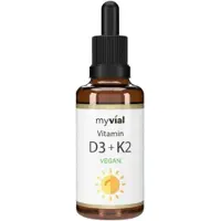 Myvial Vitamin D3 K2 Tropfen 1000 I.e. hochdosiert MCT Öl vegan bioverfügbar Knochen Immunsystem 50 ml