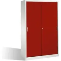 C+P Aktenschrank Acurado mit Schiebetüren, 5 Ordnerhöhen, H1950xB1200xT500mm Front Rubinrot Korpus Lichtgrau