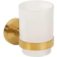 BRILLANTBAD BABLO Glashalter mit Glas Messing Gold matt Milchglas 105x70x95 mm für Bad & Küche >> zum Bohren oder Kleben*