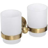BRILLANTBAD BETRO BRONZE Doppelglashalter Messing Glas Bronze 165x95x90 mm für Bad & WC >> zum Bohren