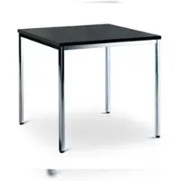 Ceha Besprechung- und Mehrzwecktisch 80 x 80 cm mit verchromten Gestell und Dekor schwarz