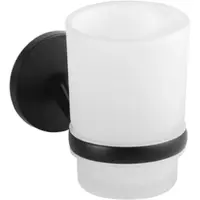 BRILLANTBAD BOX Glashalter Zink Milchglas Schwarz 115x68x95 mm für Bad & Küche >> zum Bohren
