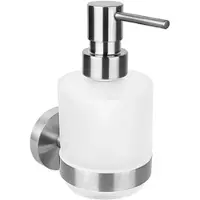 BRILLANTBAD BEO Glasseifenspender MINI Edelstahl Matt 75x145x100 mm, 200 ml für Bad & Küche >> zum Bohren oder Kleben
