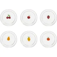 Zafferano Teca Frutta Mix - Set mit 6 Gläsern aus Borosilikatglas mit Früchten - 35 cl Becher, doppelter Boden, handdekoriert, leicht abwaschbar