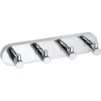 BRILLANTBAD BOMEGA Vierfachhaken Messing Chrom poliert 250x55x50 mm für Bad & Küche >> zum Bohren oder Kleben*
