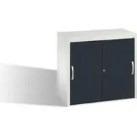 C+P Akten-Sideboard Acurado mit Schiebetüren, 2 Ordnerhöhen, H720xB800xT400mm Front Schwarzgrau Korpus Lichtgrau