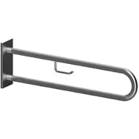BRILLANTBAD BELP Stützgriff in U-Form mit Toilettenpapierhalter Edelstahl gebürstet mit Abdeckung 100x250x916 mm, 120 kg Traglast für Bad & WC >> zum Bohren