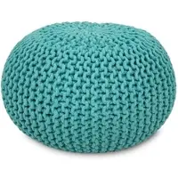 Amagohome Sitzpouf Strickhocker Pouf Ø45 H30cm Bodenkissen Indoor Baumwolle nachhaltig recycelt : mint