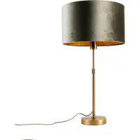 QAZQA - Klassisch I Antik Tischleuchte I Tischlampe I Lampe I Leuchte Bronze mit grünem Samtschirm 35cm - Parte I Wohnzimmer I Schlafzimmer - Stahl Rund - LED geeignet E27