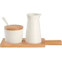Zandiara Milch- und Zucker-Set in Naturfarben/Weiß