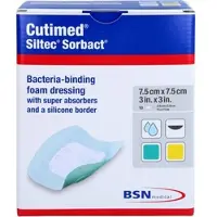 ACA Müller/ADAG Pharma Cutimed Siltec Sorbact B Pu-Verb.7.5x7.5cm M.haftr 10 ST