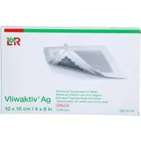 Lohmann & Rauscher Vliwaktiv Ag 10x15cm Aktivkohle Tamponade.m.silber 10 ST