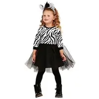 Buttinette Kinderkleid "Zebra Gittchen", schwarz/weiß