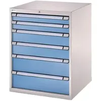 Thur-Metall Schubladenschrank, einbahnig, 6 Schübe blau, 80.5x100x69.5 cm