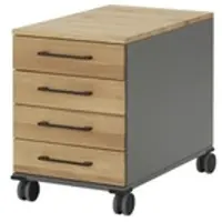 Möbel Kraft Rollcontainer mit Massivholzfront SOLIDLine , grau , Maße (cm): B: 43 H: 60 T: 68.0