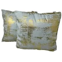Jet-Line Indoor Dekokissen 2er Set Grau/Gold 40 x 40 cm