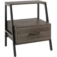 Costway Nachttisch mit Schublade, Beistelltisch mit offenem Regal und Metallgestell, Sofatisch