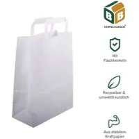 BB-Verpackungen 1500 Papiertragetaschen 320 + 170 x 270 mm weiß stabile 80 g/m2 Grammatur Papiertüten Geschenktüten