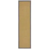 KADIMA DESIGN Balkon Teppich Kurzflor Sisal Bordüre Polyester Natur-Grau 60x230 cm Balkon Garten waschbar Natural Living KEER |
