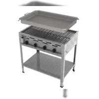 ChattenGlut Professional Gastrobräter 4-flammig Standgerät 14,7kW und Rost und Pfanne