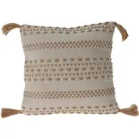 Wellhome - Kissen aus natürlicher Jute und Baumwolle mit 400 g Tessel-Füllung, 45 x 45 cm