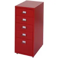 Proregal Rollcontainer Housten | HxBxT 69x28x41cm | 5 Schubladen | Rot | Schubladenschrank Stahlschrank