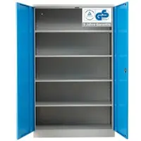 Proregal Flügeltürenschrank Ferret 4 Fachböden Verstärkt Eurolock Griff HxBxT 195 x 120 x 50 cm Grau-Lichtblau Lackiert