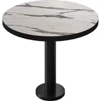 GGM Möbel BML | Bistrotisch | Ø:H 70 x 75 cm | Weiß Marmor / Schwarz | Rund | Schwarzer Rand