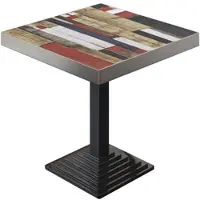 GGM Möbel BPY | Bistro Tisch | 80 x 80 x 81 cm | Quadratisch | Edelstahl Rand | Vintage Bunt / Schwarz