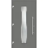 Haustuerenland.de Haustür mit Fingerprint RC2 "SVENJA" 79 mm Graualuminium RAL 9007 außen öffnend DIN links