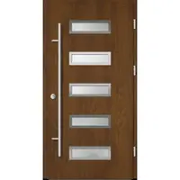 Haustuerenland.de Aluminium Haustür "AGADA" 92 mm RC2 Golden Oak holzähnlich beidseitig außen öffnend DIN rechts