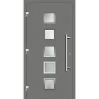 Haustuerenland.de Haustür "SISSI" 79 mm RC3 mit Edelstahl Graualuminium RAL 9007 beidseitig außen öffnend DIN links