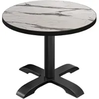 GGM Möbel BSD | Bistro Tisch | Ø 70 x 74,5 cm | Rund | Schwarzer Rand | Weiß Marmor / Schwarz