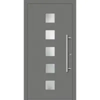Haustuerenland.de Haustür mit Fingerprint "SISSI" 79 mm RC2 Graualuminium RAL 9007 beidseitig innen öffnend DIN rechts