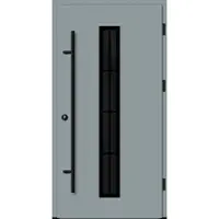 Haustuerenland.de Aluminium Landhaustür "AURORA" 82 mm RC2 BLACKLINE 8 Sprossenfelder Silbergrau RAL 7001 beidseitig außen öffnend DIN rechts