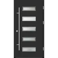 Haustuerenland.de Aluminium Haustür "AGADA" 92 mm RC2 Anthrazit Eisenglimmer DB 703 beidseitig außen öffnend DIN rechts